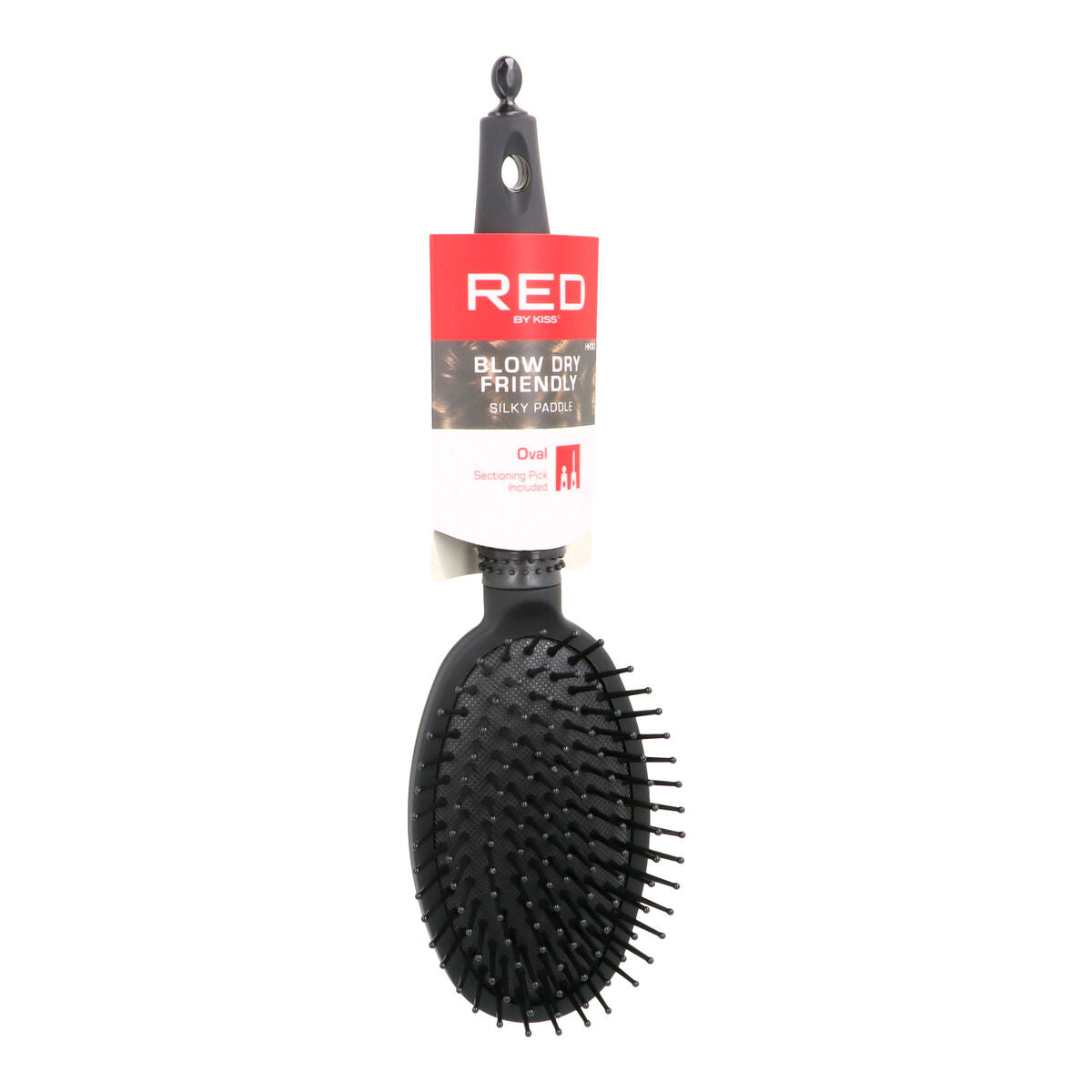 Detangling Hairbrush Red Kiss Kiss Rubberized Black Oval Red Kiss