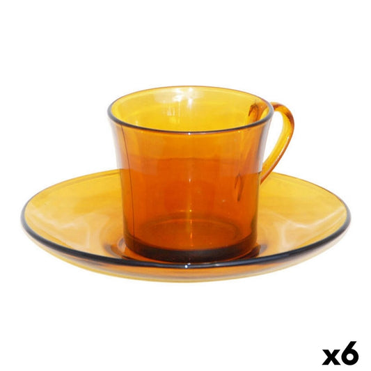 Kop med tallerken Duralex 9006DS12A0111 Amber 180 ml (6 stykker) (6 enheder)