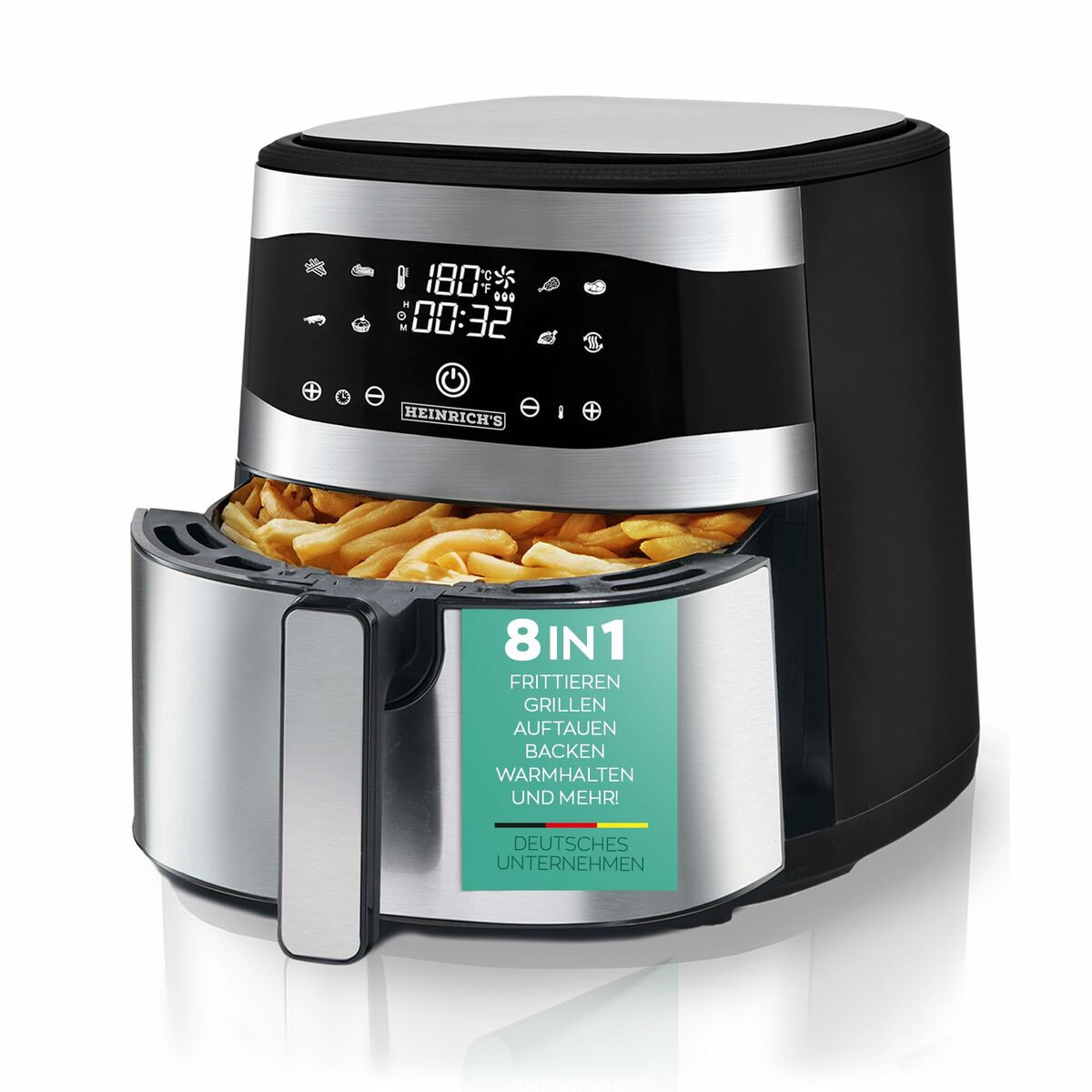 Air Fryer Heinrichs HFR 8205 Sort Sølv 1800 W 8 L