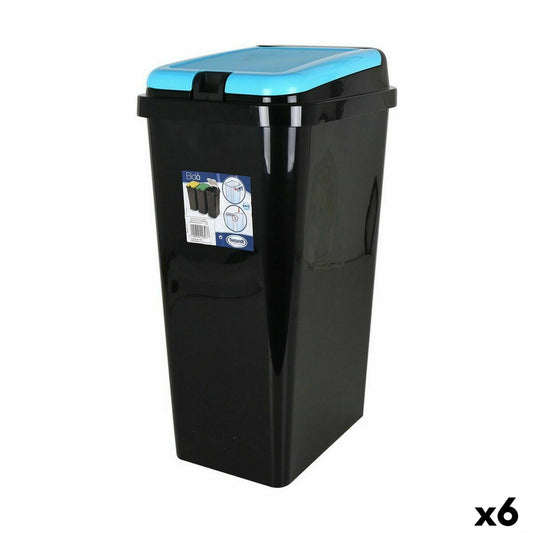 Rubbish Bin Tontarelli Bido Blue Black 45 L Rectangular 40 x 29 x 65 cm (6 Units)