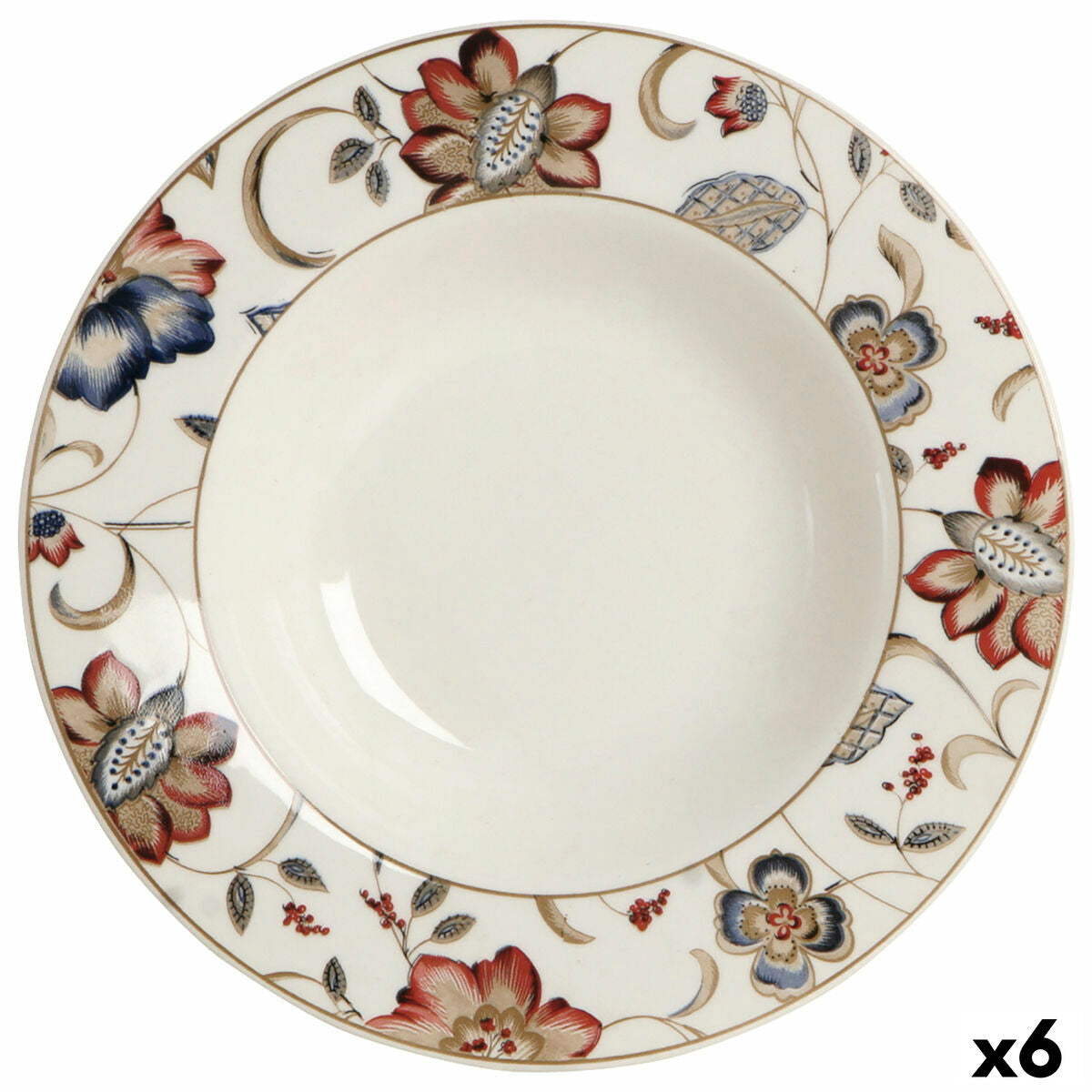 Deep Plate Queen´s By Churchill Jacobean Floral Keramisk Kina porcelæn 22,8 cm (6 enheder)