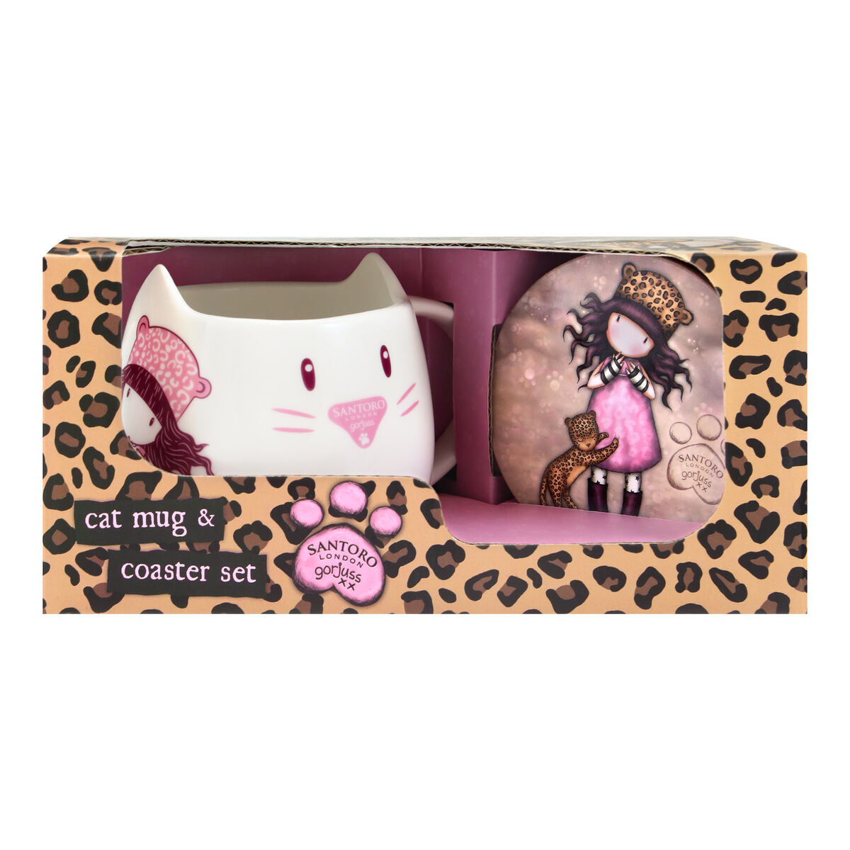 Kop med tallerken Gorjuss Purrrrrfect love Ceramic Coasters Cup