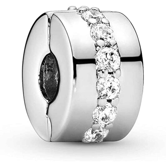 Woman's charm link Pandora CLEAR SPARKLING ROW CLIP Pandora