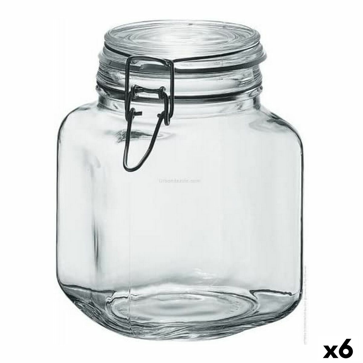 Glaskrukke Borgonovo 33211 Hermetic Transparent 1,7 L 12 x 12 x 17 cm (6 enheder)