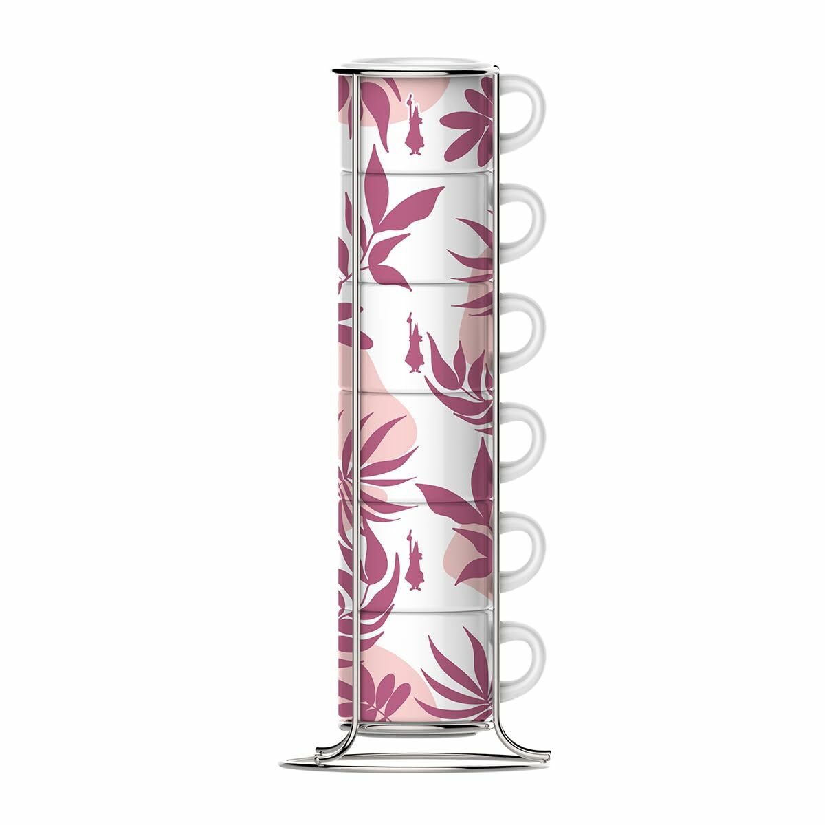 6 stykke kaffekopsæt Bialetti 29596 Hvid Pink Porcelæn 90 ml (6 enheder)