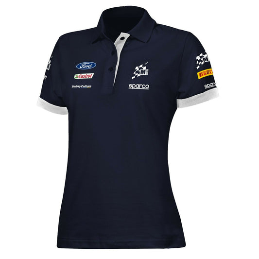 Short Sleeve Polo Shirt Sparco S013007MSBM2M Navy Blue Lady M Sparco