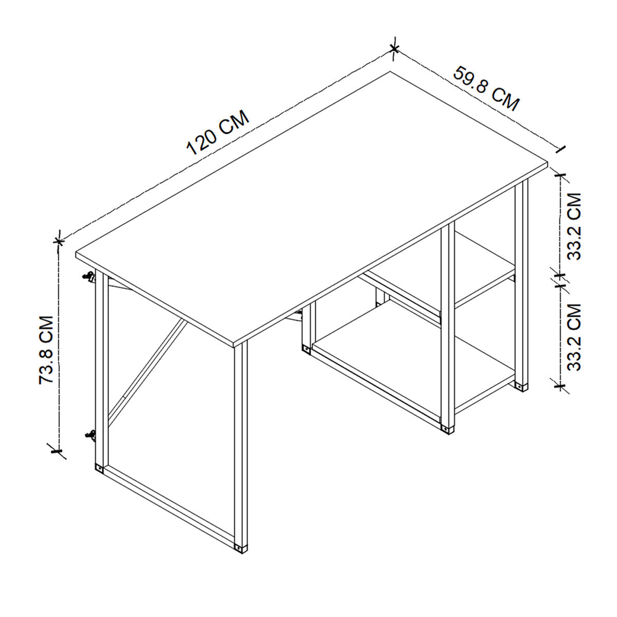 Desk Alexandra House Living Black Oak Metal Wood MDP 120 x 75 x 60 cm industrial