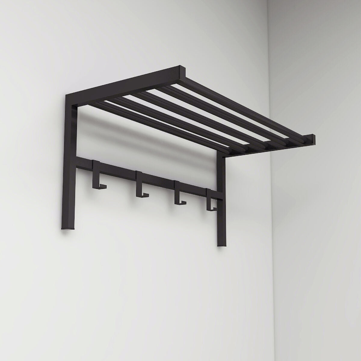 Coat rack with shelf Alexandra House Living Black Metal 69 x 32 x 34 cm