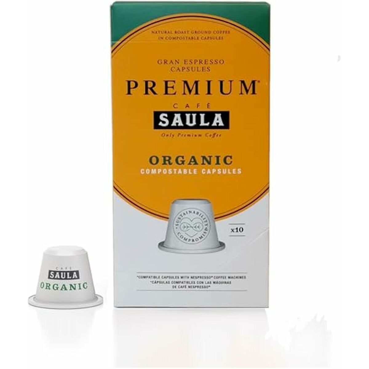 Kaffekapsler med etui Saula 30338181 Premium Organic 10Cap Zero