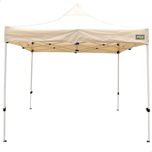 Gazebo Aktive Foldable Adjustable height Steel Polyester 420D Oxford Cream 300 x 320 x 300 cm