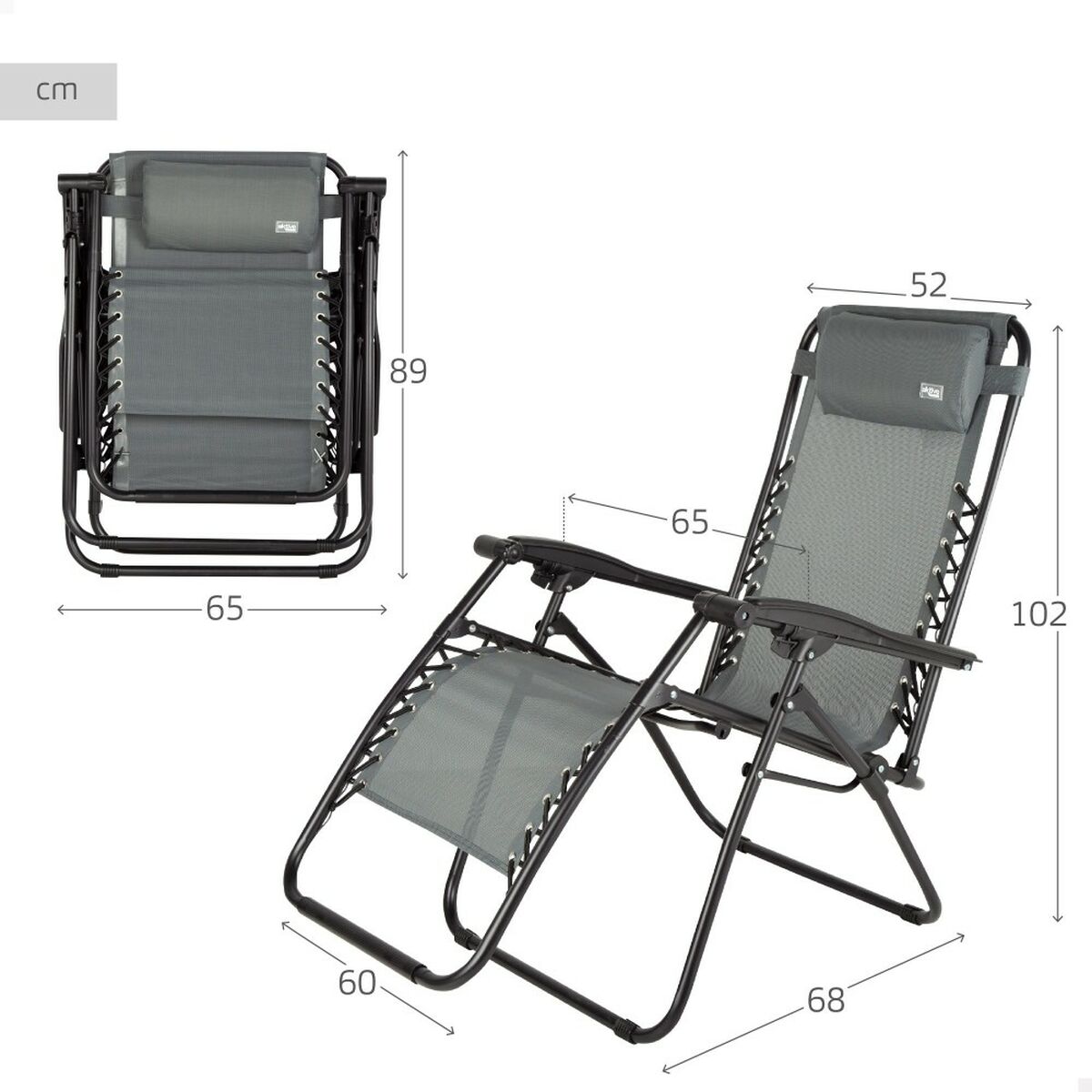 Sun-lounger Aktive Dark grey 52 x 102 x 68 cm