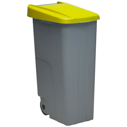 Dustbin with Wheels Denox 110 L Yellow 58 x 41 x 89 cm