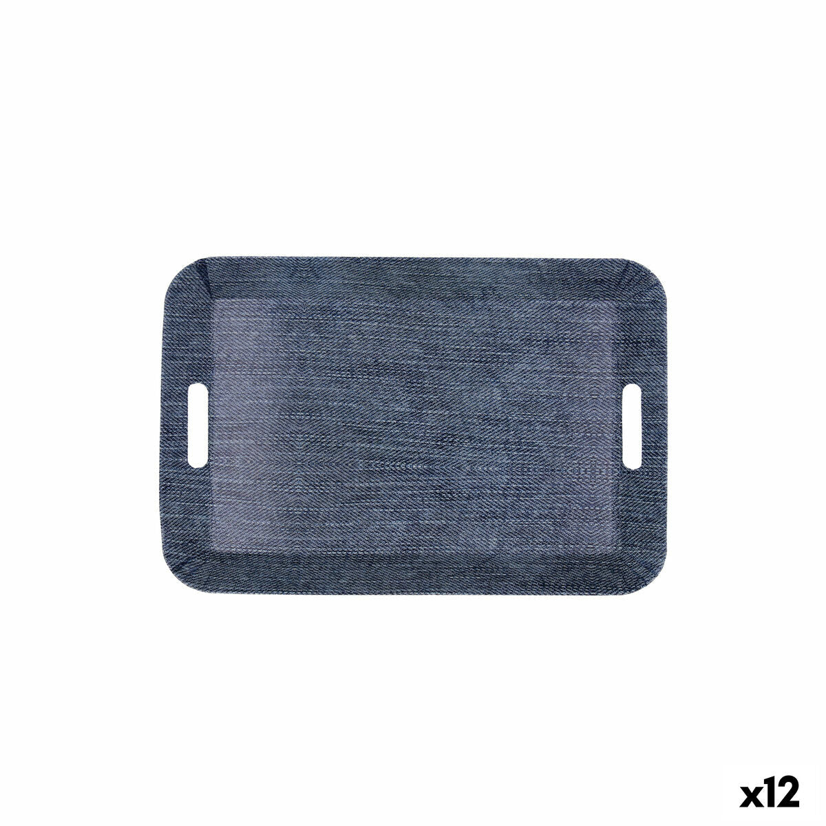 Morgenmadsbakke Quid Habitat Blå Plast 33 x 23 x 4 cm Med håndtag Denim (12 Enheder)