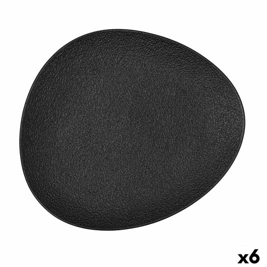 Flad plade Bidasoa Fosil sort keramisk oval 28 x 24,8 x 2,5 cm (6 enheder)