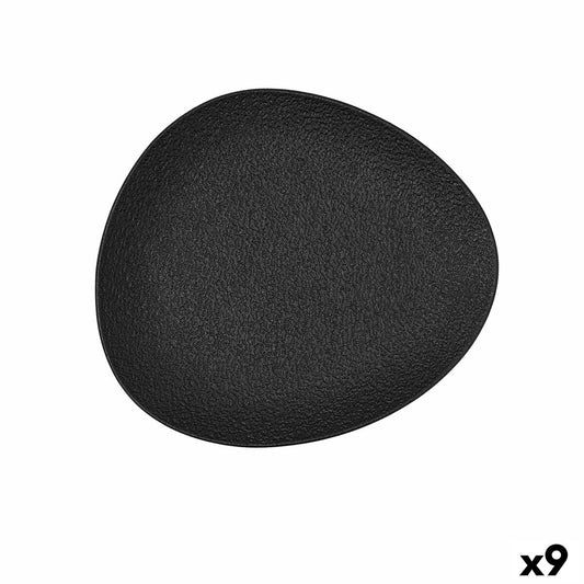 Flad plade Bidasoa Fosil sort keramisk oval 22,8 x 20,1 x 2,2 cm (9 enheder)