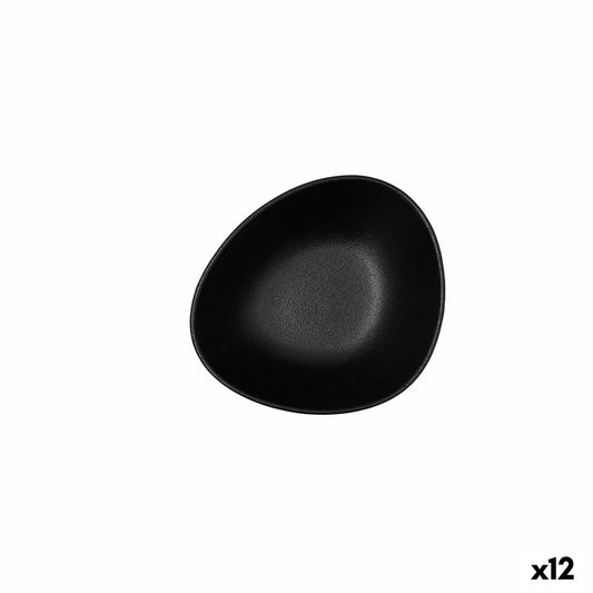 Skål Bidasoa Fosil Black Ceramic Oval 14 x 12,4 x 4,8 cm (12 enheder)