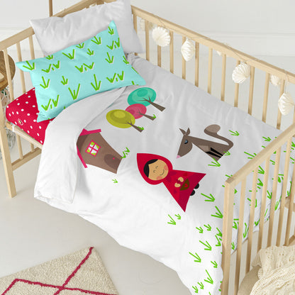 Duvet cover set HappyFriday Mr Fox Grandma Multicolour Baby Crib 2 Pieces