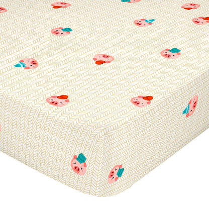 Fitted sheet HappyFriday MR FOX Multicolour 60 x 120 x 14 cm Pig HappyFriday