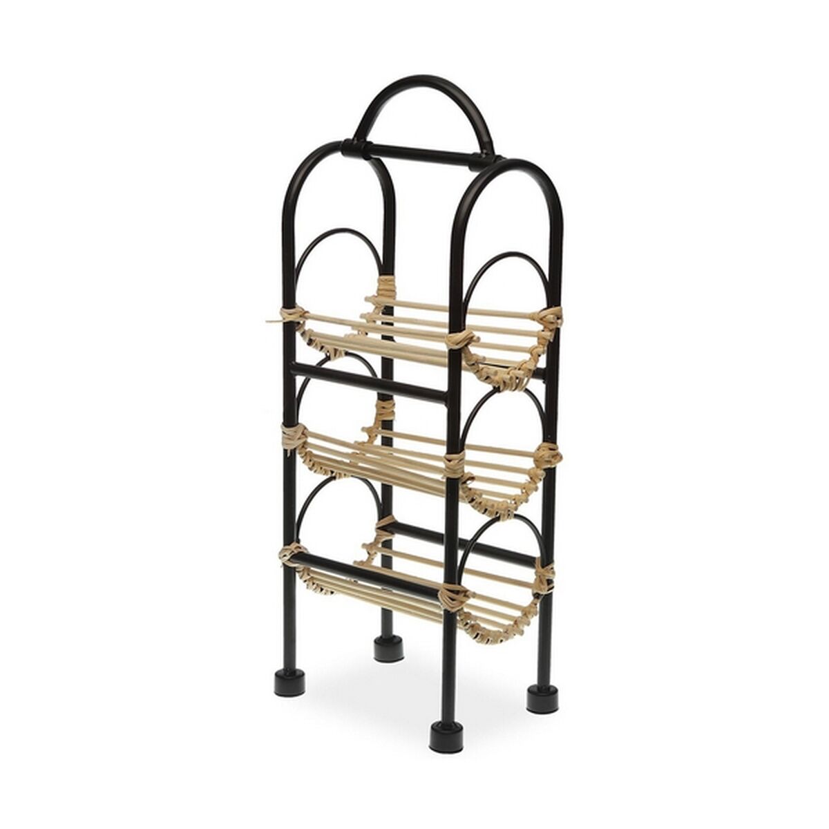 Round Bottle Rack Versa Metal Rattan MDF Wood (18 x 12 x 43,5 cm) (12 x 43,5 x 18 cm) Versa