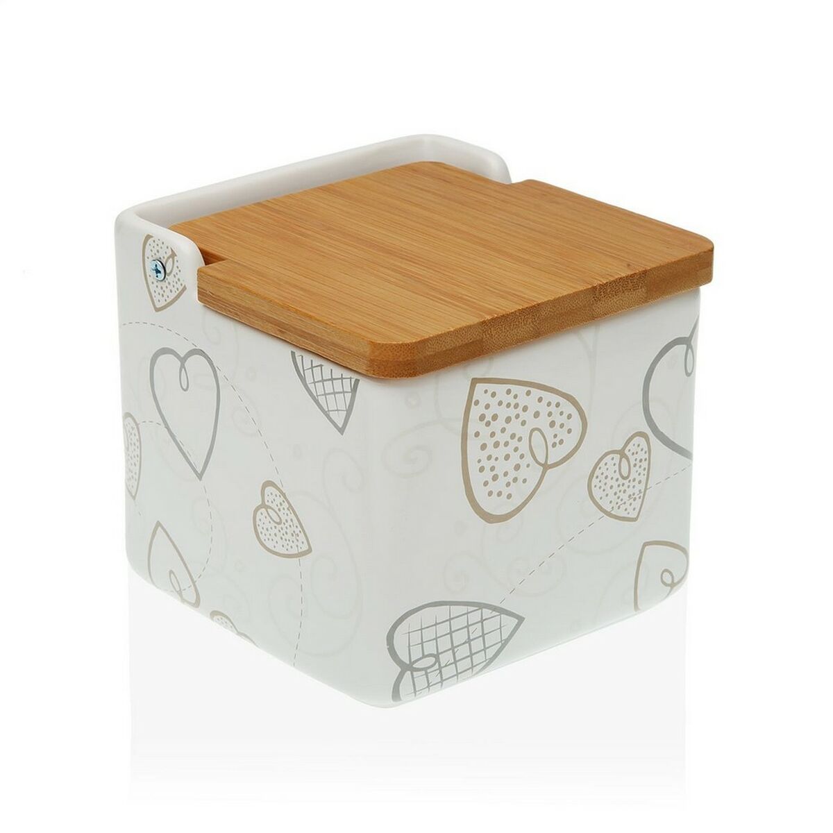 Saltryster med låg Versa Cozy Bamboo Hearts Keramik (12,2 x 11,5 x 12,2 cm)