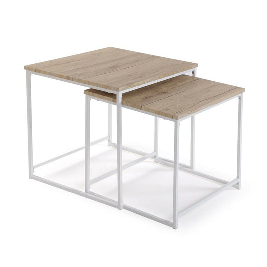 Set of 2 tables Versa White 50 x 50 x 50 cm (2 Units)