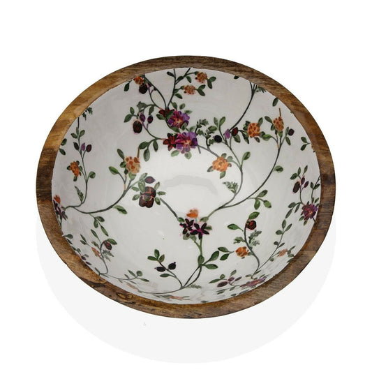 Salatskål Versa Blomster Porcelæn Mangotræ 30 x 10 x 30 cm