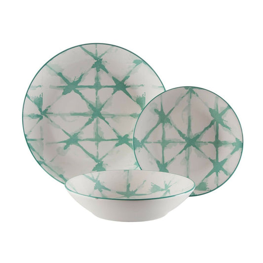 Tableware Versa Pompeia Turquoise Porcelain 18 Pieces Versa