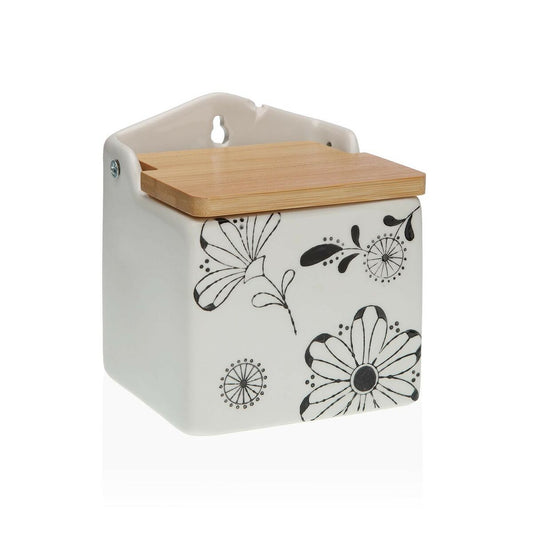 Saltryster med låg Versa Keramisk bambus dolomit blomster 10 x 12,5 x 11 cm