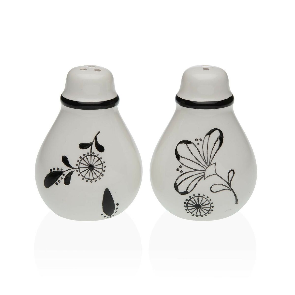 Salt og peber shakers Versa Keramiske Dolomit Blomster 5,5 x 8,5 x 6 cm