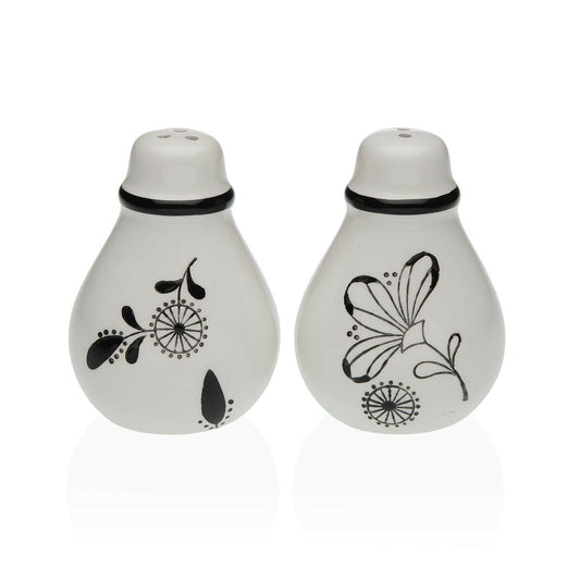 Salt og peber shakers Versa Keramiske Dolomit Blomster 5,5 x 8,5 x 6 cm