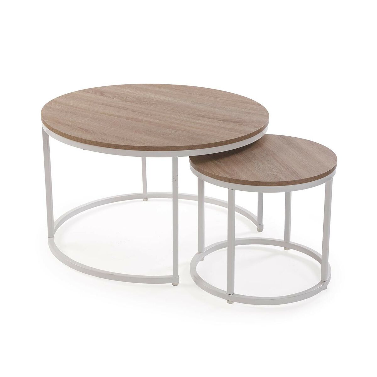 Set of 2 tables Versa Aurea White 48 x 48 x 42 cm 80 x 80 x 48 cm