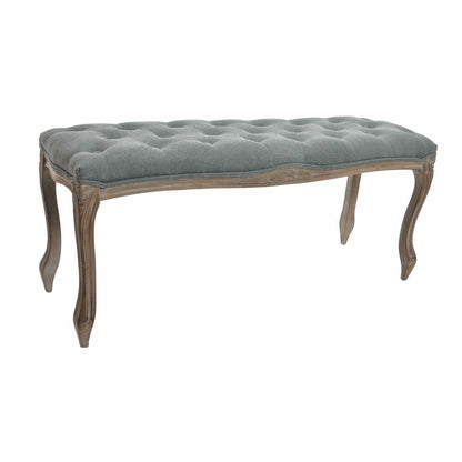 Bench DKD Home Decor Grey Natural Wood Polyester Dark grey (112 x 36 x 48 cm) DKD Home Decor