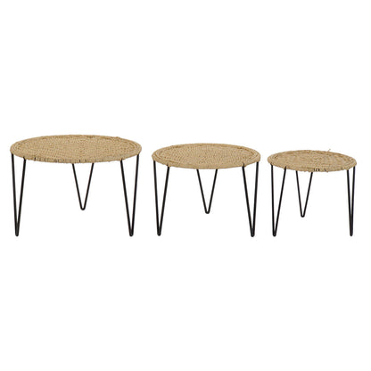 Set of 3 tables DKD Home Decor Brown Black Natural 62 x 62 x 40 cm 62 x 62 x 40,5 cm