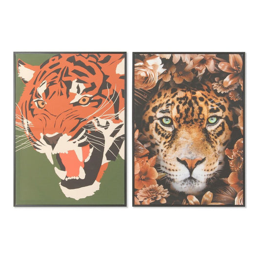 Painting DKD Home Decor 52 x 2,7 x 72 cm Tiger Modern (2 Units) DKD Home Decor