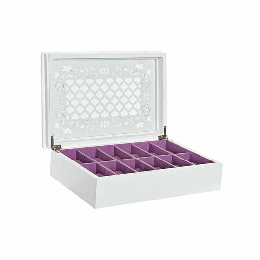 Jewelry box DKD Home Decor Watches 29 x 20 x 9,5 cm Crystal Lilac White MDF Wood DKD Home Decor