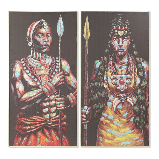 Painting DKD Home Decor 60 x 5 x 120 cm Colonial African Man (2 Units) DKD Home Decor