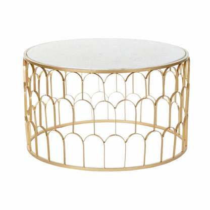 Centre Table DKD Home Decor Glamour White Multicolour Golden Marble Iron 87 x 87 x 51,5 cm DKD Home Decor