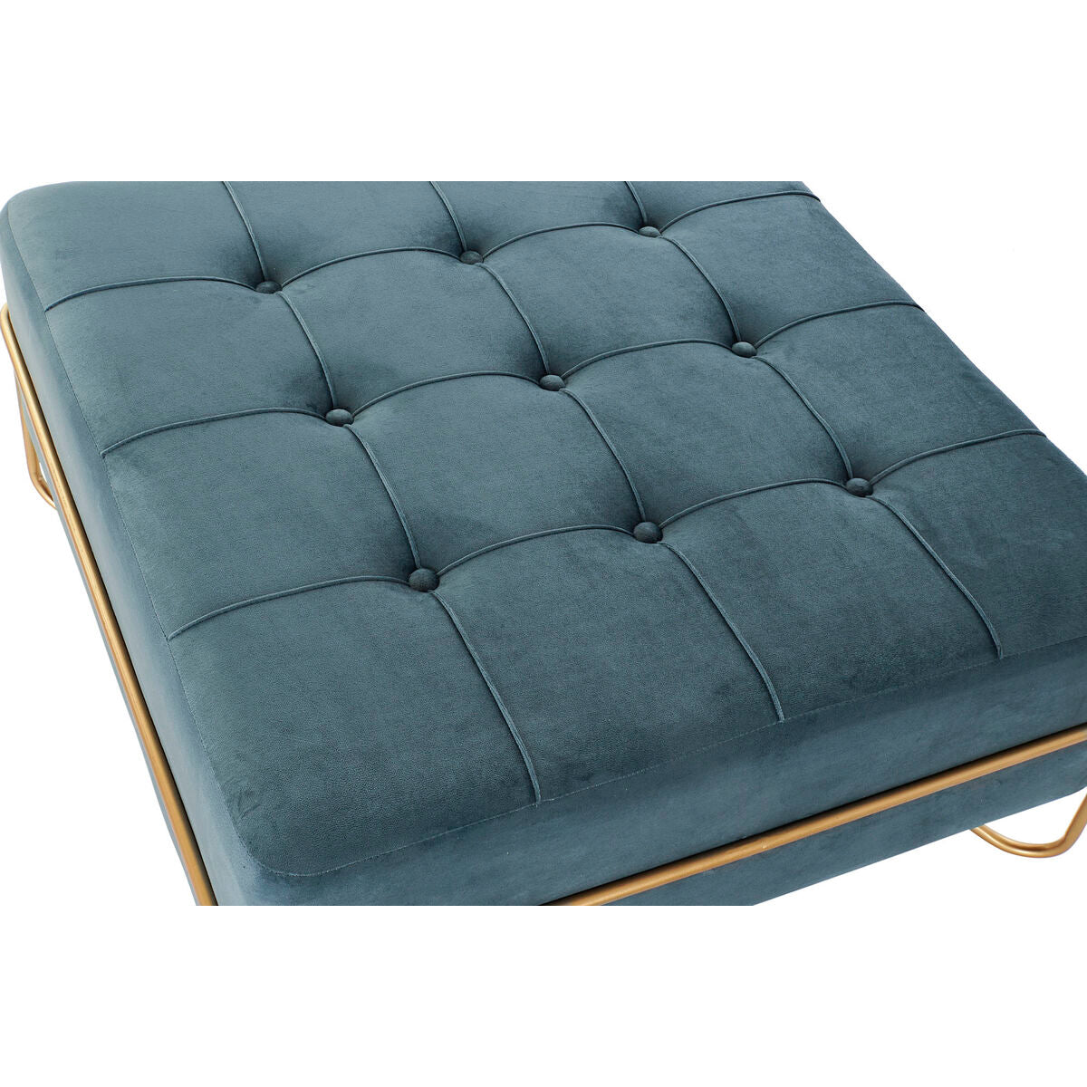 Bench DKD Home Decor Foam Blue Golden Metal Polyester Velvet MDF Wood (80 x 80 x 42 cm) DKD Home Decor