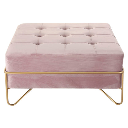 Bench DKD Home Decor Foam Pink Golden Metal Polyester Velvet MDF Wood (80 x 80 x 42 cm) DKD Home Decor