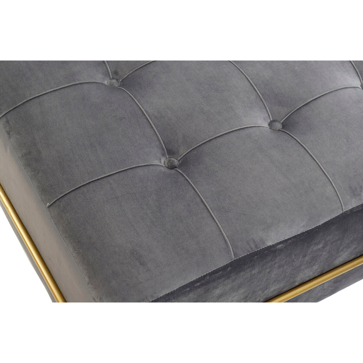 Bench DKD Home Decor Foam Grey Golden Metal Polyester Velvet MDF Wood (80 x 80 x 47 cm)