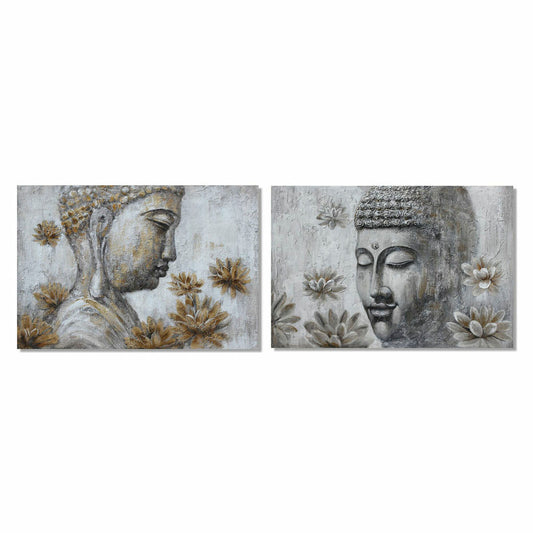 Painting DKD Home Decor 120 x 2,8 x 80 cm Buddha Oriental (2 Units) DKD Home Decor