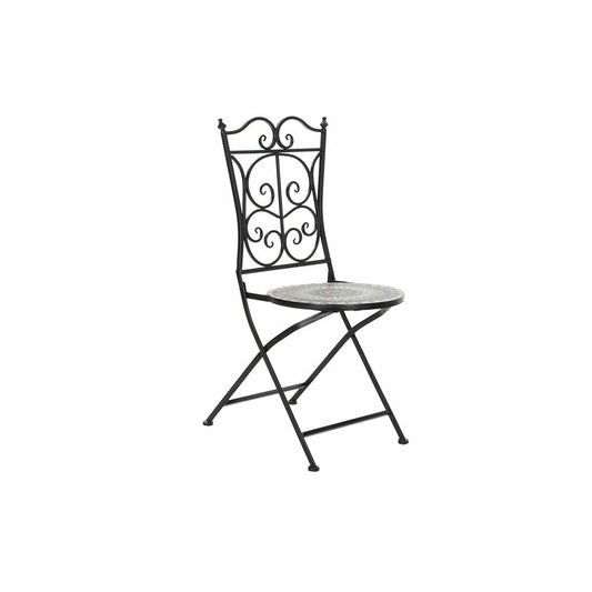 Garden chair DKD Home Decor Black 39 x 50 x 93 cm Ceramic Multicolour Ironwork (39 x 50 x 93 cm) DKD Home Decor