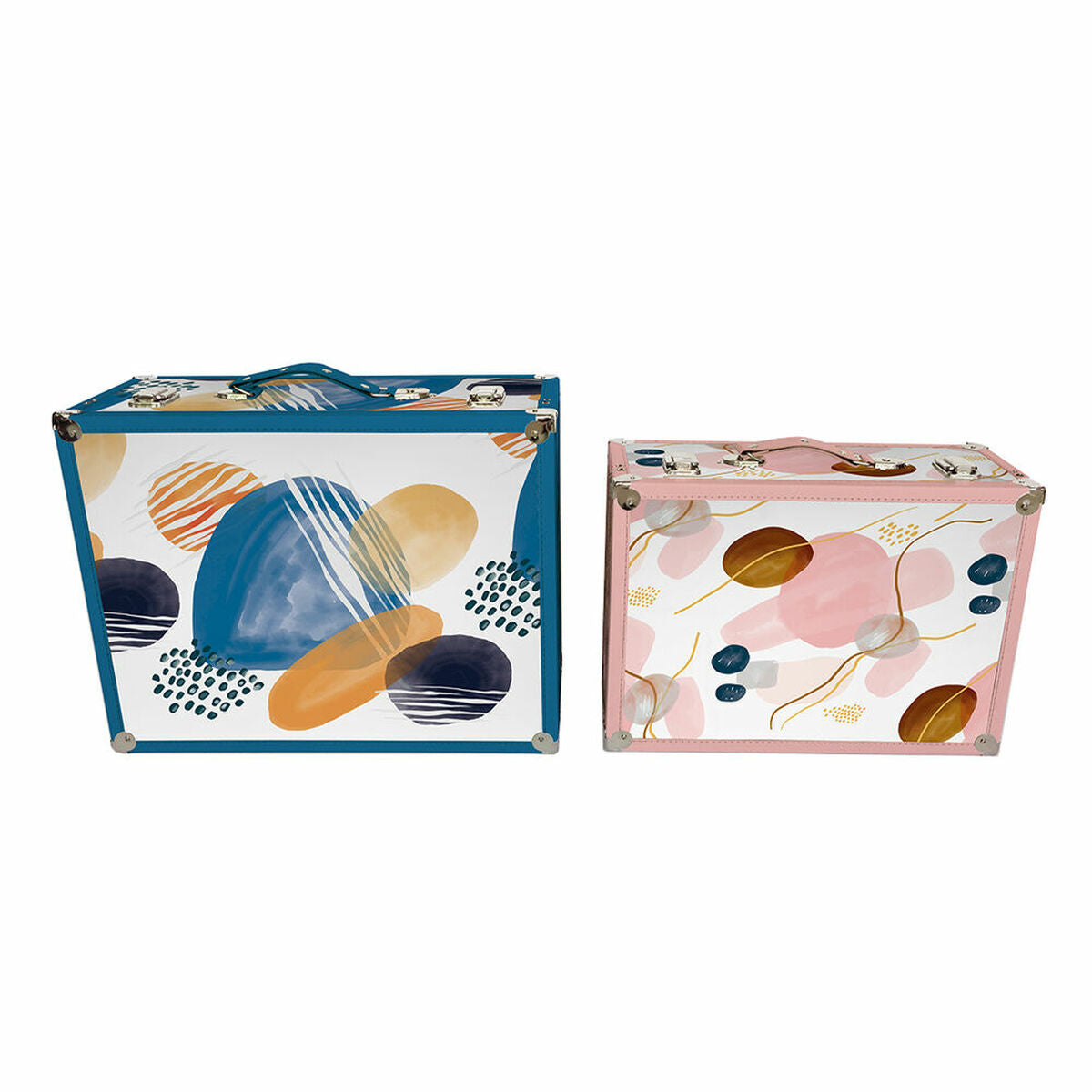 Set of decorative boxes DKD Home Decor Abstract Wood Polyester (43 x 19 x 34 cm) (2 pcs) DKD Home Decor