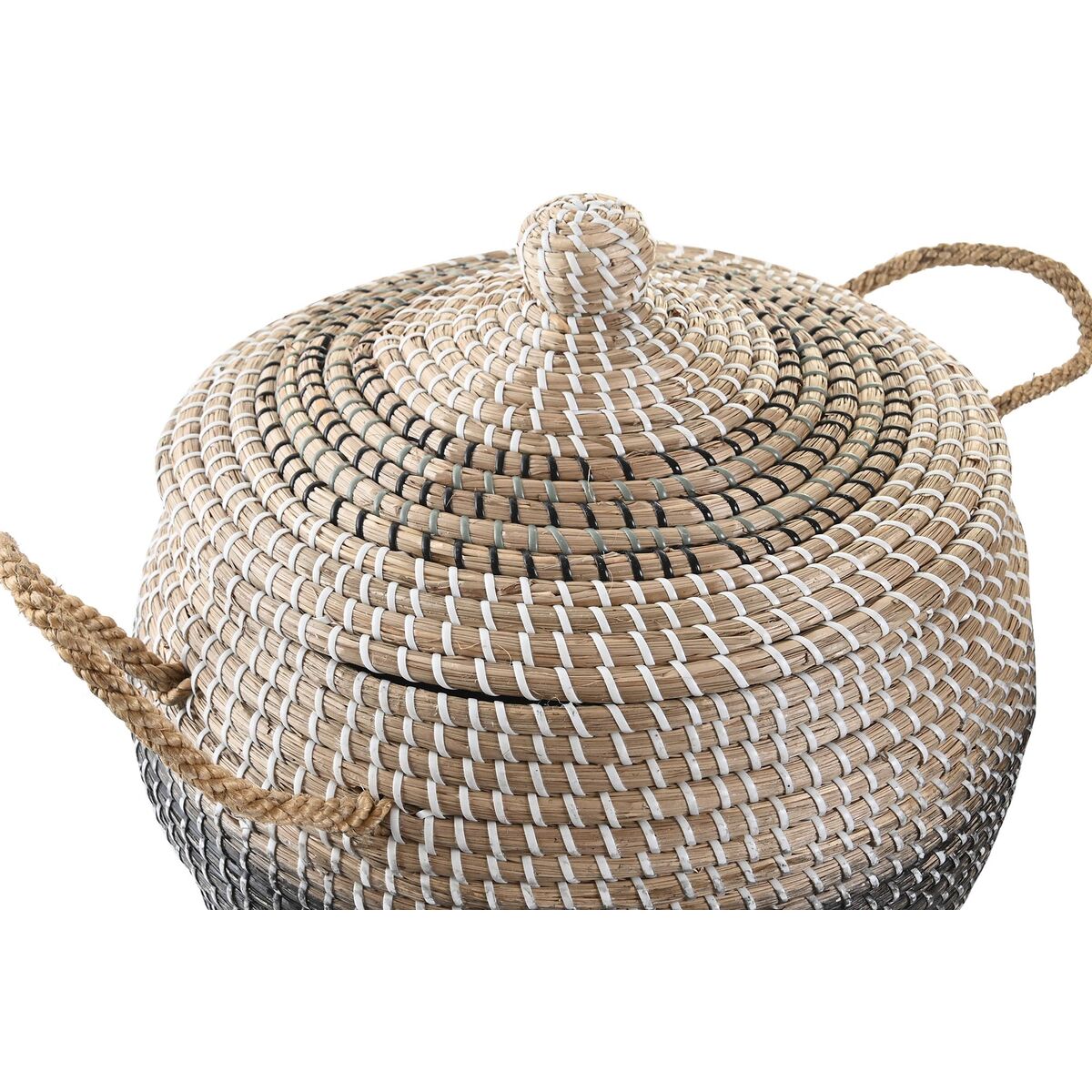 Basket set DKD Home Decor Grey Natural Bicoloured Seagrass Boho 41 x 41 x 33 cm (2 Units) DKD Home Decor