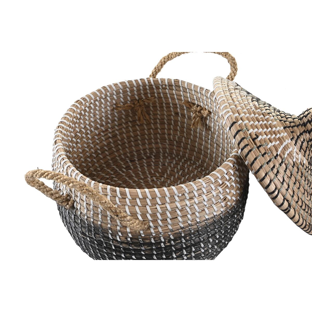 Basket set DKD Home Decor Grey Natural Bicoloured Seagrass Boho 41 x 41 x 33 cm (2 Units) DKD Home Decor