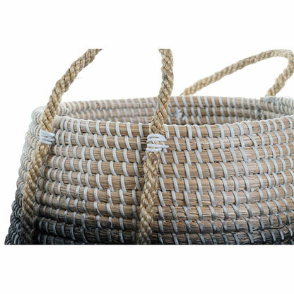 Basket set DKD Home Decor Natural Grey Seagrass (52 x 52 x 44 cm) (2 pcs)