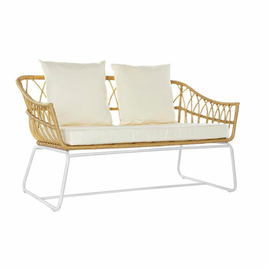 Garden sofa DKD Home Decor White Metal synthetic rattan (132 x 58 x 80 cm) DKD Home Decor