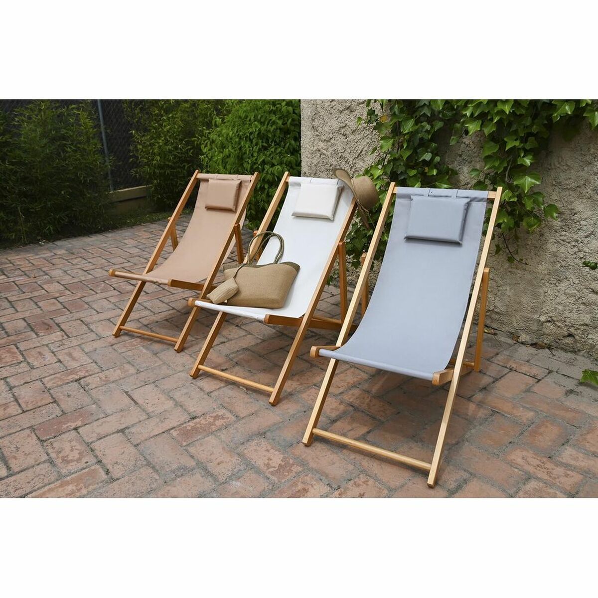 Sun-lounger DKD Home Decor Grey 77 cm 57,5 x 113 x 77 cm Natural (57,5 x 113 x 77 cm)