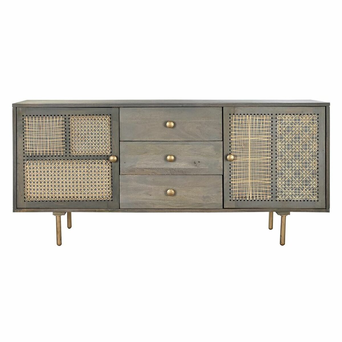 Sideboard DKD Home Decor Grey Natural Mango wood MDF Wood 160 x 40 x 75 cm DKD Home Decor