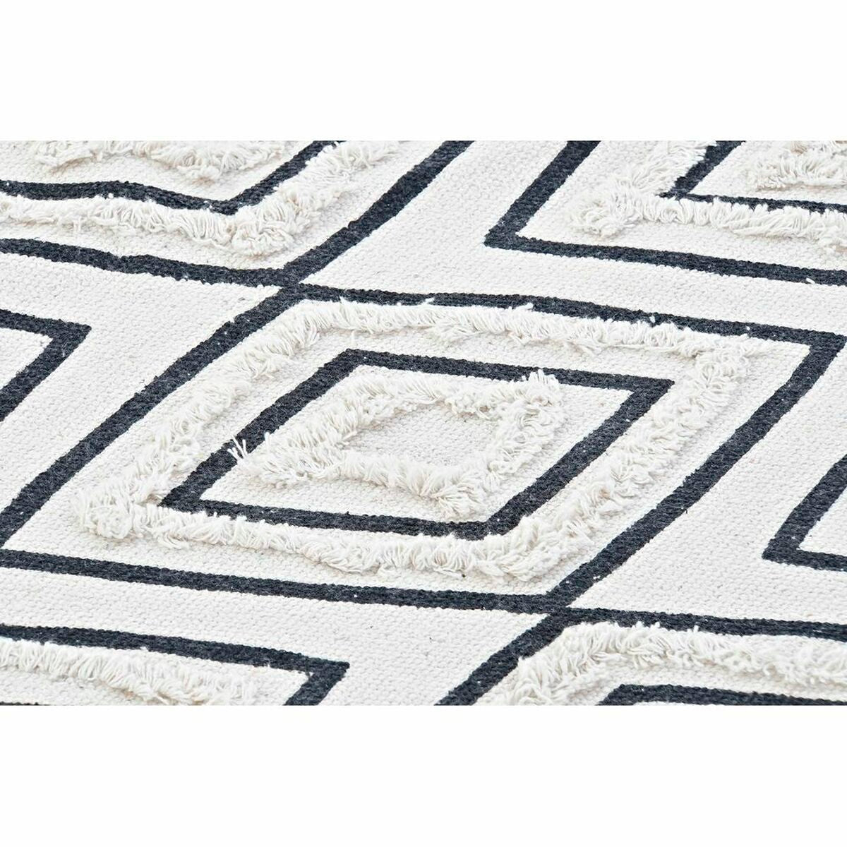 Carpet DKD Home Decor 160 x 250 x 0,7 cm Black Polyester Cotton White Rhombus Boho